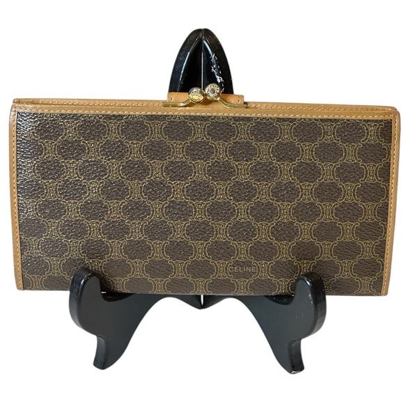 Celine Monogram Brown and Tan Wallet kiss lock opener. - Picture 2 of 16